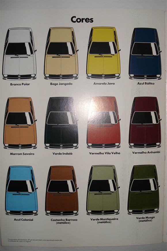 Catálogo de cores: Passat 1978